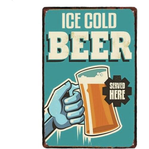 1 pc ice cold beer cheers bar best town served here tin Plates Signs wall plaques man cave decor Decoration vintage Poster metal