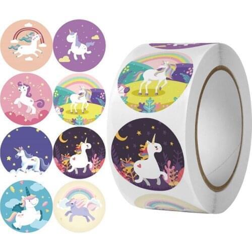 Fantasy Unicorn Sticker Lucky Gift Box Wrap Seal Labels Decoration Wedding Birthday Party Gift Stickers 100/500pcs