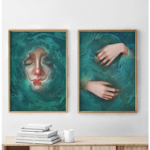 2 posters with illustrations | Ophelia from theater play "Hamlet" by William Shakespeare | art print | Literary Gift | Shakespe