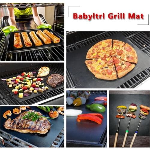 2Pcs/1Pcs 3Color Ptfe Non-stick BBQ Grill Pads Barbecue Baking Pad Reusable Cooking Plate 40*33cm For Party Grill Mat Tools