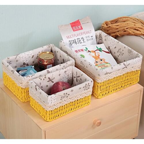 3 Sizes/Set Handmade Straw Storage Baskets Household Items Snacks Fruit Debris Cosmetic Laundry Finishing Storage Basket