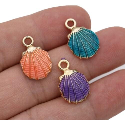 5Pcs Enamel Gold Color Shell Charms Pendant for Jewelry Making Earrings Bracelet Necklace Accessories DIY Craft Findings