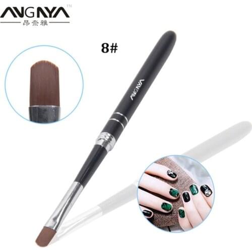 ANGNYA Single Nail Art UV Gel Polish Paint Brush Size 4#6#8#10# Oval Nylon Head Black Metal Handle Manicure Nail Art Tools A035
