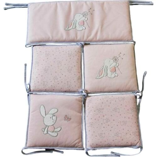 Crib Fence Cartoon Baby Crib Bumper Pink Bunny Bed Accessories Rabbit Bed Bumper Safety Cushion Anti-collision Bed Rail