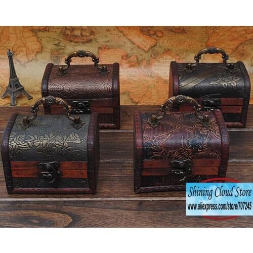 Free ship!1lot=4pc!Middle retro jewelry case/European style of the ancient wooden boxes/storage manual old/pencil case
