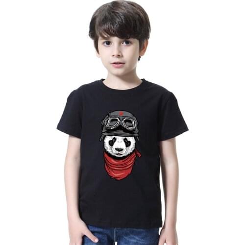 Brand T shirt Kids Cute Panda Print Tee Shirt Cotton Casual t shirt Boys Summer Short Sleeve Tees