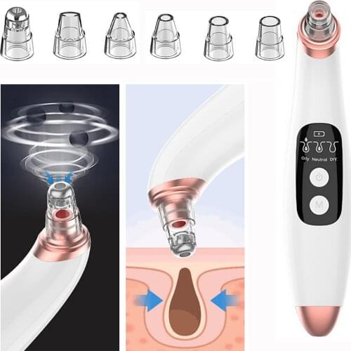 Electric Blackhead Remover Blackhead Pore Vacuum Cleaner Facial Beauty USB Acne Comedone Extractor with 6 Replacement Probes