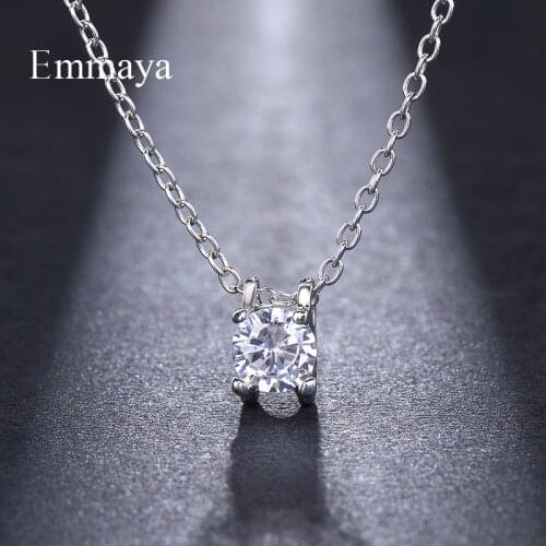 EMMAYA New Zircon Round Necklace For Women Crystal Sliver Color Necklaces Fashion Jewelry Christmas Gift