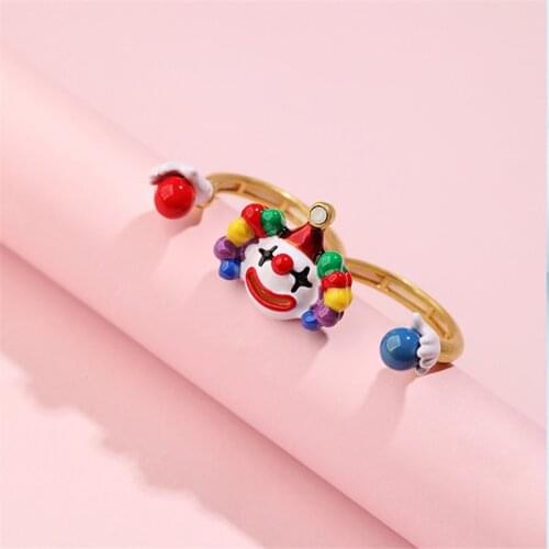 European and American Fashion Trend Temperament Creative New Personality Open Finger Enamel Clown Ring Ring Female