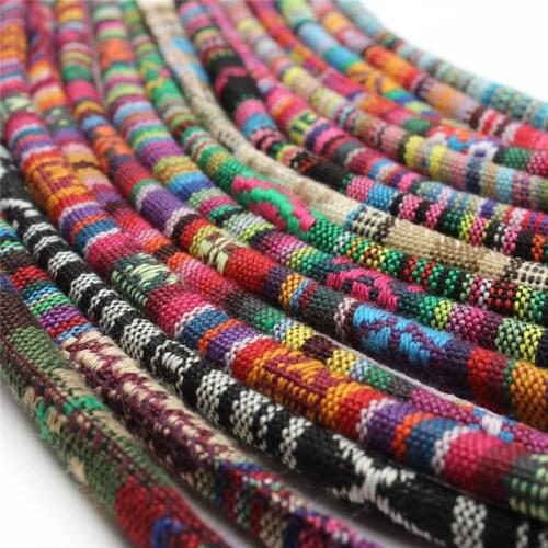 5 Meter Mix Color 6mm Cotton Cord Handmade Round Fabric Ethnic Rope Textile Wrap Embroider For DIY Bracelets Making