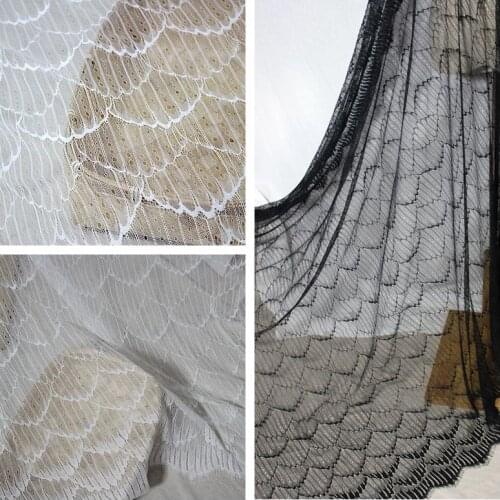 Width 1.5 m wave pattern eyelash lace fabric dress bottoming shirt wedding dress veil accessories 3m price