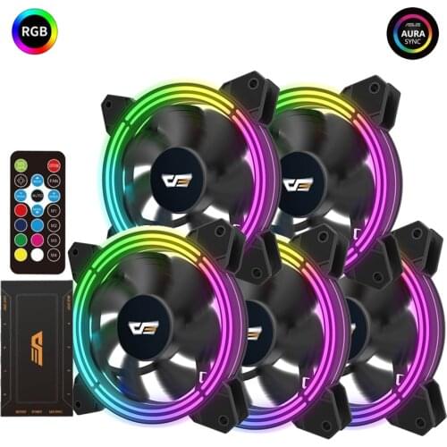 DarkFlash CF11 Computer Case Fan 120mm RGB fan Silent PC Cooling Fan IR Remote 3Pin 5v Asus Aura Sync Fans CPU Cooler LED Cooler