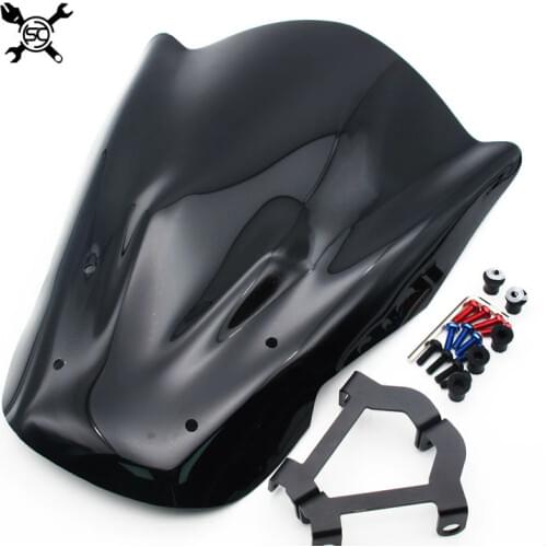 Motorcycle Black Windshield WindScreen Visor Viser Fit For FZ07 MT07 MT-07 2014 2015 2016 2017 14-17