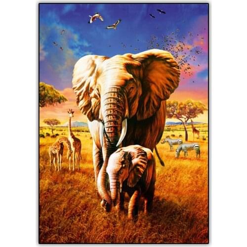Cartoon 5d DIY Diamond Painting Sunset Elephant Picture Full Drill Square Round Diamond Mosaic Embroidery Art Cross Stitch Set