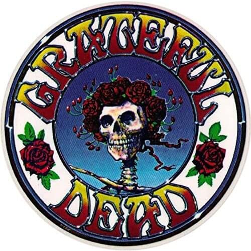 Circular Skull and flower grateful dead Window Sticker /Decal (4.5" Circular)