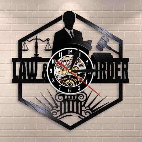 Lawyer Vinyl Record Wall Clock Law Order Pass the Bar Gift Scales of Justice Lawyer Office Courtroom Decor Attorney Wall Clock