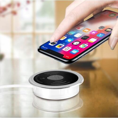 Desktop 15W Qi Phones Embedded Wireless Charger Quick Charger 3.0 USB Type C Charger Support Samsung Huawei
