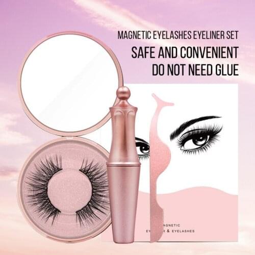New Magnetic Eyeliner & Magnetic False Eyelashes & Tweezers Set Waterproof Lasting Magnetic Eyeliner Makeup Eyelash Set