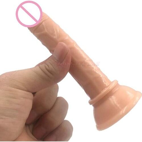 New Arrive 14.5*2.2CM Mini Dildo Realistic Insert Length with Suction Cup Silicone Sex Toys for Woman Adult Men Sex Games Tools