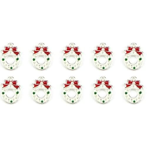 Christmas Wreath Hanging Tree Enamel Pendant European and American Accessories Charms Earrings Handmade DIY Jewelry Material New