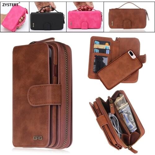 For iPhone 7 8 Men PU Leather Women Shockproof Zipper Wallet Magnetic Card Bag Case For Apple iPhone 7 8 plus Back Cover Fundas