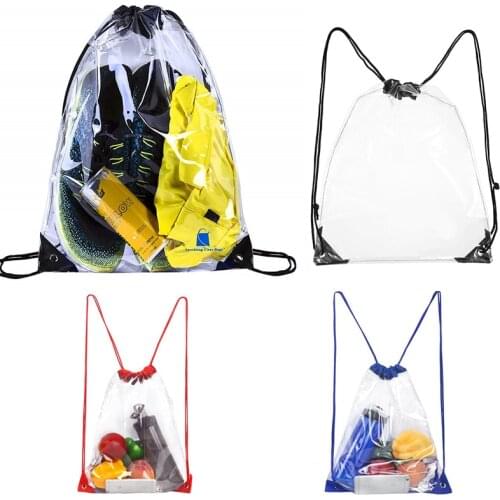 Transparent Drawstring Backpack Fruit storage Tote Gym Bag Sport Pack 45 x 34cm Unisex Large Capacity Lightweight Beach Backpack