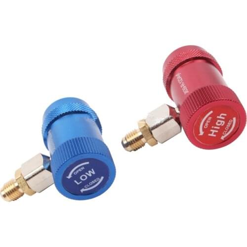 R1234yf Quick Couplers Adapters Adjustable 1/4" Male Port AC Charging Fittings High & Low Pressure Set
