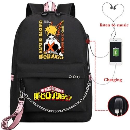 Anime My Hero Academia Deku USB Backpack Kids Teens Student School Bags Bookbag Boku no Hero Academia Shoulder Travel Laptop Bag