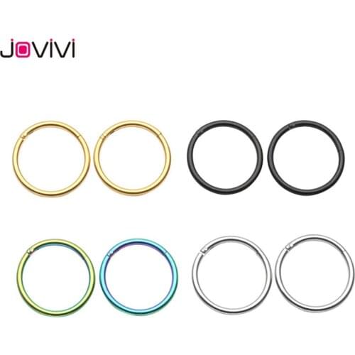 JOVIVI Newest 16G Stainless Steel Hinged Clicker Earring Fit Ear Nose Septum Nipple Huggie Hoop Rings Mutifunction Piercing 12mm