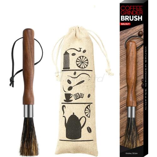 Coffee Grinder Cleaning Brush With Natural Bristles Lanyard Coffee Machine Brush Cleaner Tool For Barista Home Kitchen WF922