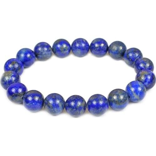 Blue Color Natural Lapis Lazuli Stone Beads Bracelet Elastic Energy Pulsera Homme Couple Man Woman Jewelry 6mm 8mm 10mm 12mm