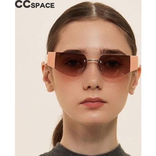 47549 Rimless Sunglasses Narrow Lenses Charm Fashion Simple Womens Shade UV400