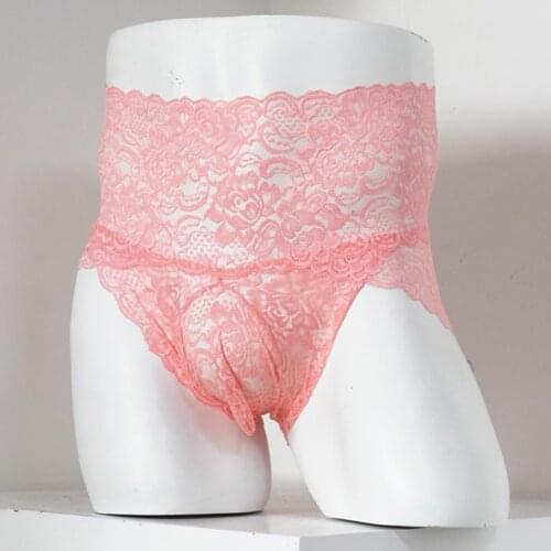  Mens Sexy Lace High Waist Rise Breathable Briefs Lingerie Pouch Panties Under Mens High Waist Lace Sexy Panties