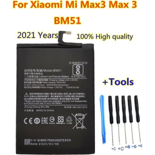 Top Quality Replacement BM51 Battery For Xiaomi Mi Max3 Max 3 Mobile Phone 5500mAh +Free Tools