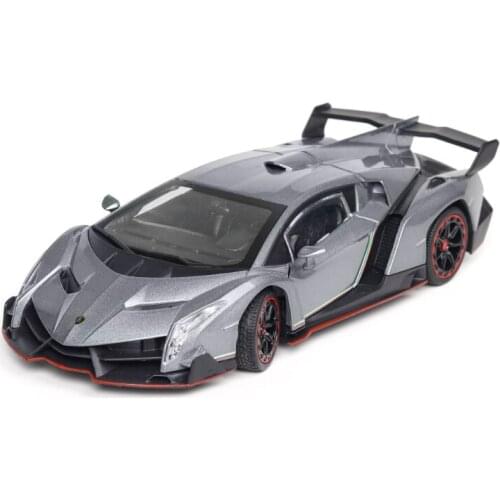 1: 24 Simulation Lambor Veneno Alloy Sports Car Model Presents Childrens Toys Boys Birthday Christmas Gifts Grey