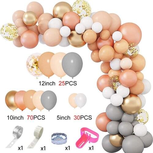 129PCS Peach Blush Balloon Garland Arch Kit Retro Color Balloon Set Wedding Birthday Party Decorations Baby Shower Helium Globos