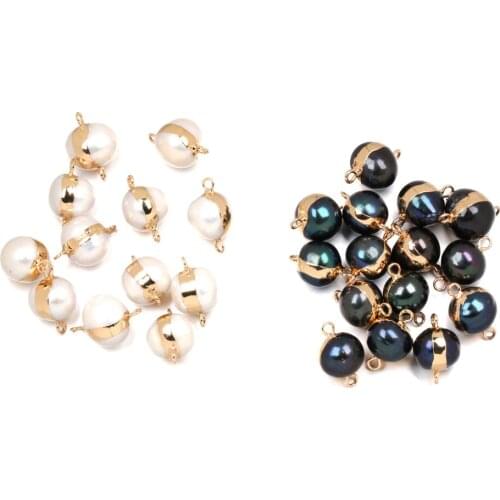 Pendants Charms Spherical Gold Rim Beads Pearl Connector for Women Jewelry Making DIY Accessories Necklaces Bracelet Earring