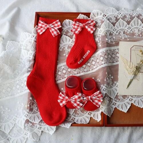 3Pairs Baby Girls Socks Set Cute Gift Different Length Bowknot Decor Organic Cotton Socks Sets for Newborn Infants Toddlers 0-3T