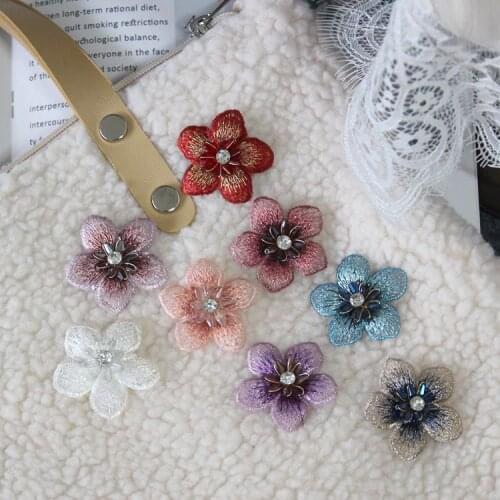 5piece Exquisite organza color embroidery beaded flower cloth stickers DIY jewelry veil wedding decoration accessorie