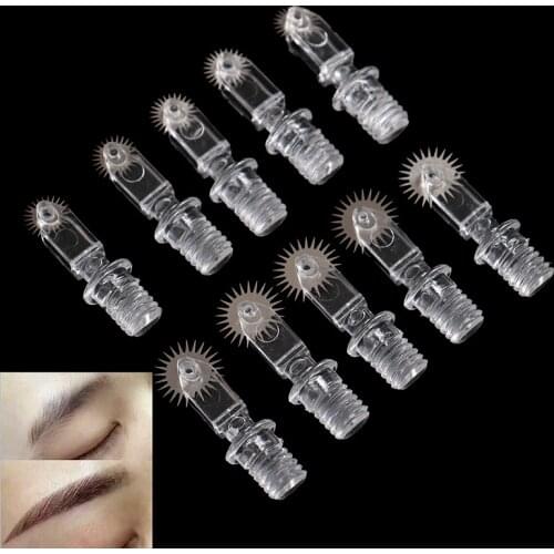 5pcs/sets Makeup Micro Manual Pens Portable Roller Microblading Needles Tattoo Eyebrow Fog Embroidery Pin For Permanent