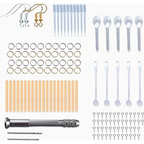 Jump Ring Circle Ear Hook Stir Stick Spoon Ice Cream Stick Hand Dropper Glue Adjusting Tool for DIY Jewelry Making Supplies Set
