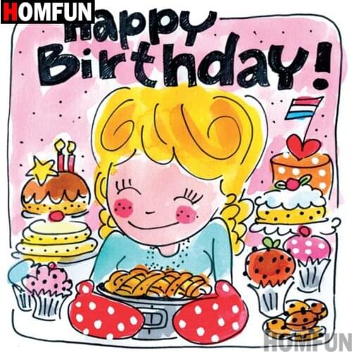 HOMFUN Full Square/Round Drill 5D DIY Diamond Painting "Cartoon girl cooking" 3D Embroidery Cross Stitch 5D Decor Gift A16809