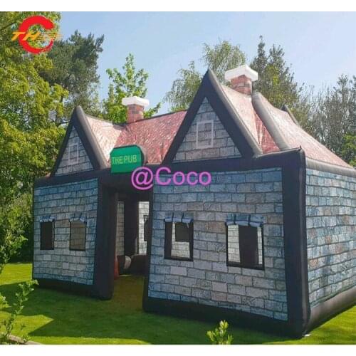 Free air ship to door!2021 newest design house outdoor party moving tent inflatable bar,8x5x5m oxford garden pub inflatable