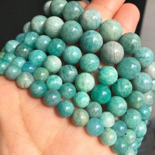 Natural Gem Amazonite Stone Beads Round Loose Spacer Beads For Jewelry Making DIY Bracelet Necklace Earring 15"Inches 6/8/10mm