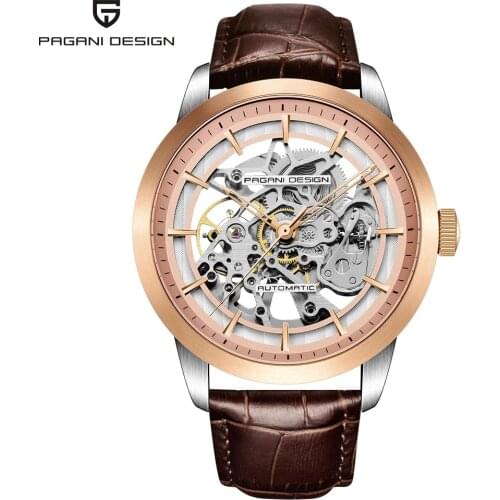 PAGANI DESIGN Men Tourbillon Mechanical Wristwatch Luxury Gold Case Stainless Steel Waterproof 100m Hollow Automatic Mens Watch