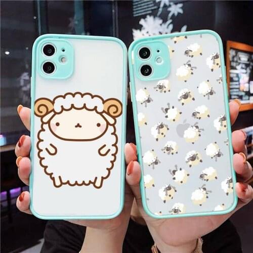 Sheep Phone Case For iPhone 12 11 Mini Pro XR XS Max 7 8 Plus X Matte transparent blue Back Cover