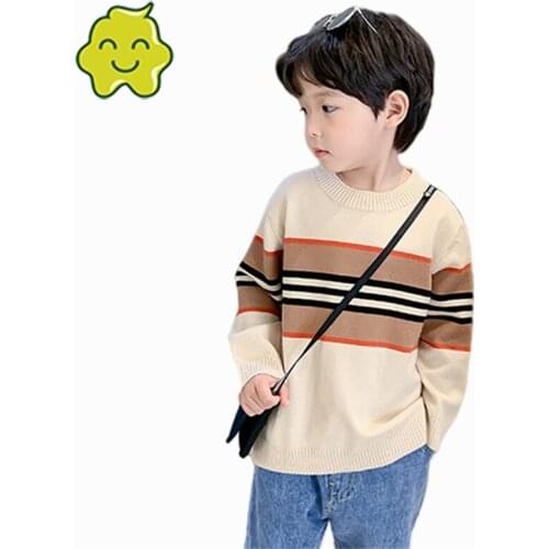 Children Long Sleeve O Neck Spring Autumn Winter Stripe Knitwear Sweater Baby Boys Knitted Pullover Jumpers Kids Girls 2021 New