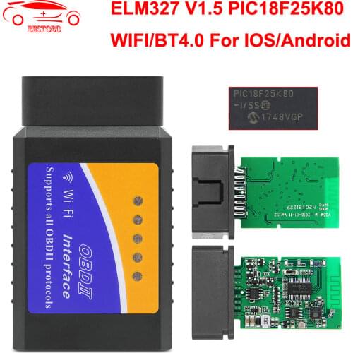ELM327 V1.5 PIC18F25K80 WIFI Bluetooth 4.0 For IOS/Android OBDII OBD2 Car Diagnostic Auto Tool Scanner ELM 327 V1.5 Code Reader