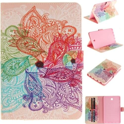 For Samsung Galaxy Tab S2 8.0 T710 T715 Tablet Cartoon Print Case Soft TPU + PU Leather Skin Stand Card Holder Protector Cover