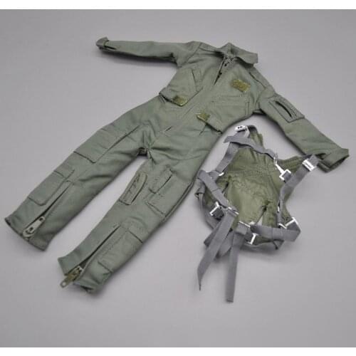 DML1 / 6 Soldier Modern U.S. Air Force Pilot Army Green Coveralls and Combat Chest Hanging Model Fit 12'' Action Figure Body Toy